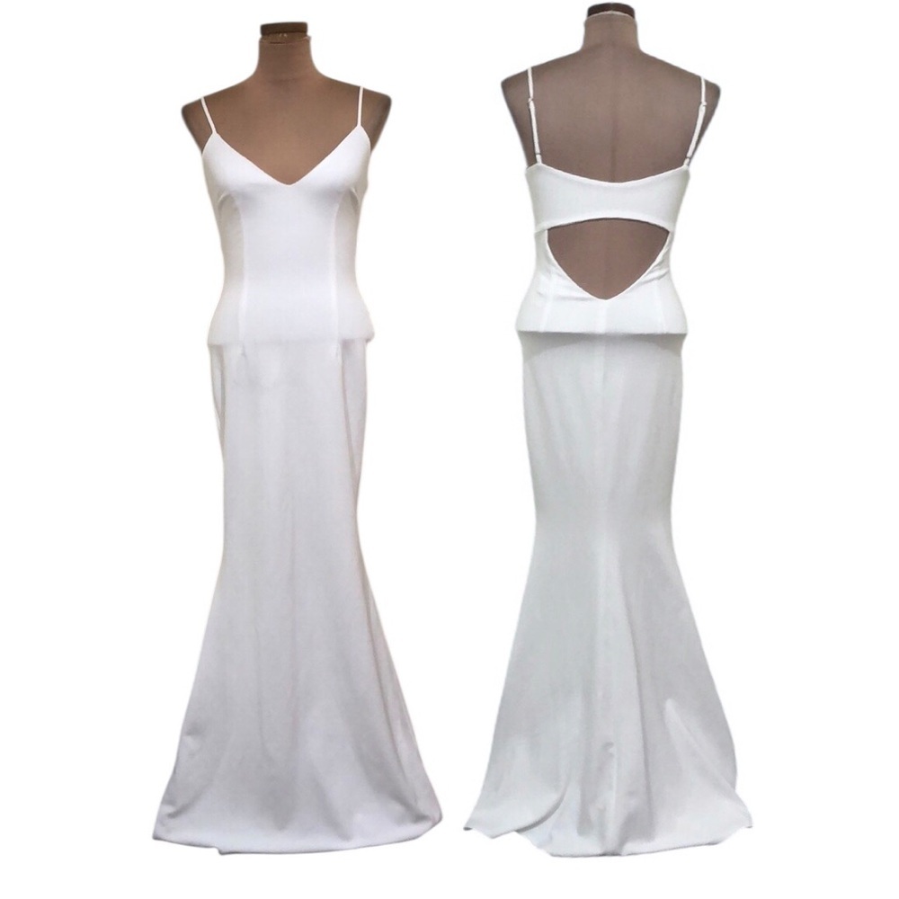 NWT Katie May Bambi Maxi Dress Size 2 White Cut Out Back Gown